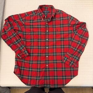 Men’s Ralph Lauren Polo Red Tartan Plaid Long Sleeve Button Up Shirt - XL